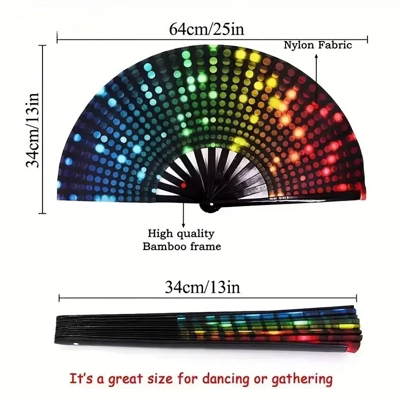 Fluorescent Folding Hand Fan Vibrant Glow Dance Fan For Parties And Performances 2