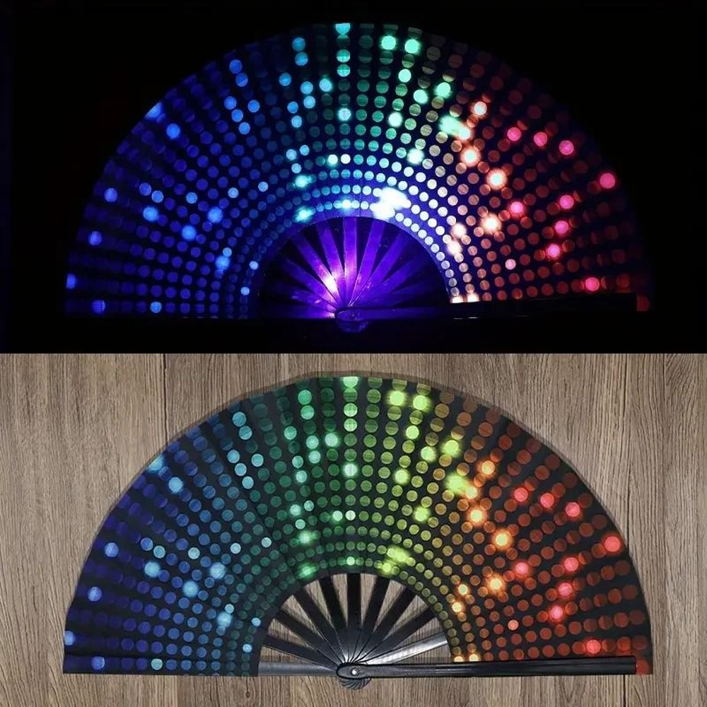 Fluorescent Folding Hand Fan Vibrant Glow Dance Fan For Parties And Performances 9