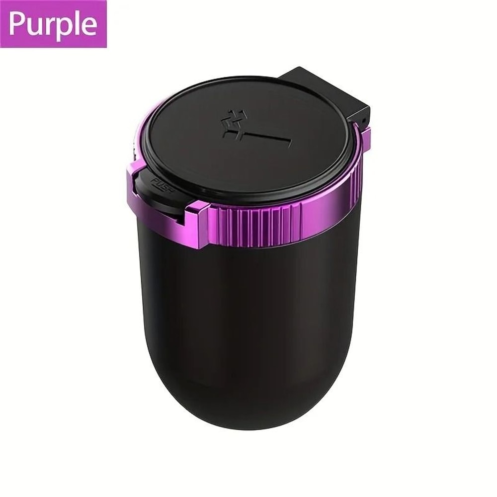 LED Car Ashtray With Lid Smokeless Stainless Steel Portable Auto Ash Tray 4