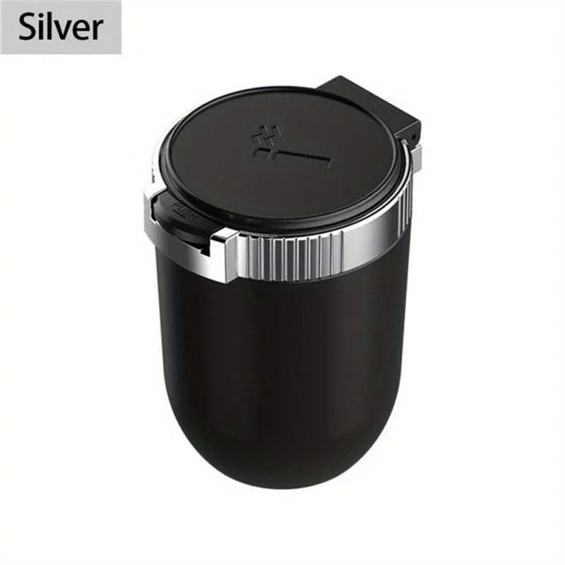 LED Car Ashtray With Lid Smokeless Stainless Steel Portable Auto Ash Tray 2