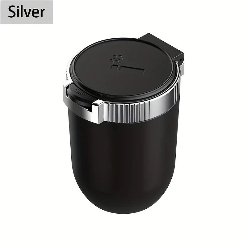 LED Car Ashtray With Lid Smokeless Stainless Steel Portable Auto Ash Tray 6