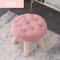 Round Upholstered Footstool Small Decorative Ottoman Shoe Changing Stool For Living Room 4