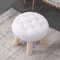 Round Upholstered Footstool Small Decorative Ottoman Shoe Changing Stool For Living Room 1
