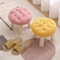 Round Upholstered Footstool Small Decorative Ottoman Shoe Changing Stool For Living Room 9