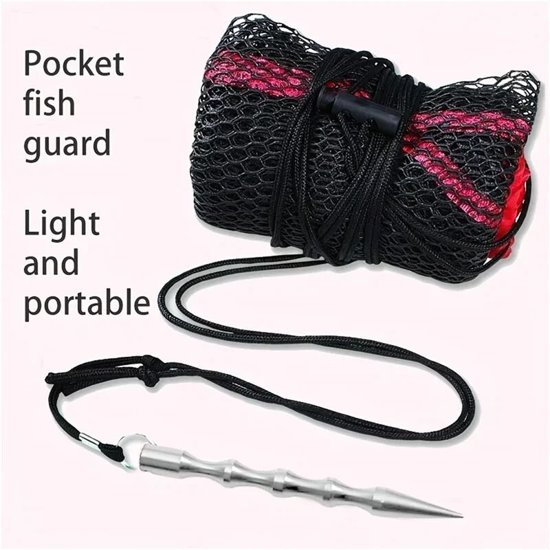 Portable Fishing Net Bag With Drawstring Secure Mesh Fish Keeper Storage 1