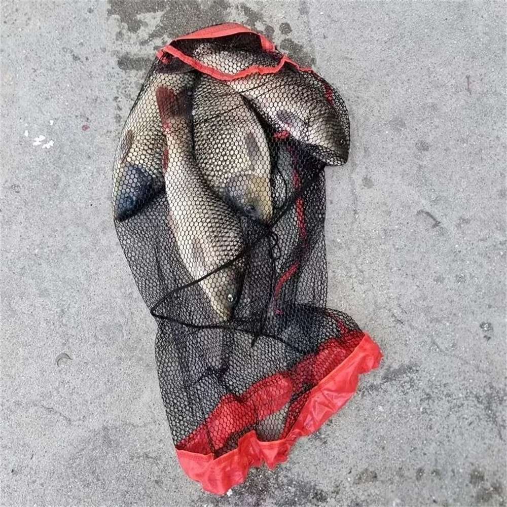 Portable Fishing Net Bag With Drawstring Secure Mesh Fish Keeper Storage 5