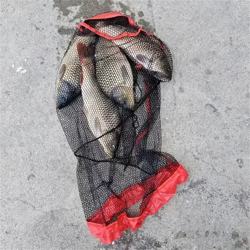 Portable Fishing Net Bag With Drawstring Secure Mesh Fish Keeper Storage 5