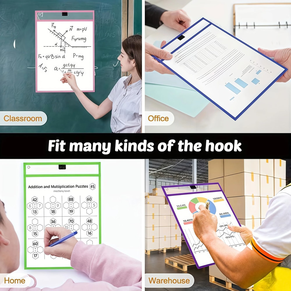 Extra Large Reusable Dry Erase Pockets Set Classroom Worksheet Sleeves 20pcs 3