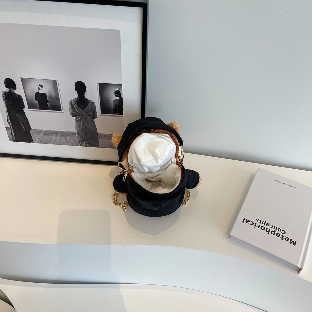 Kawaii Bear Plush Crossbody Bag Cute Cartoon Fluffy Mini Shoulder Handbag 4