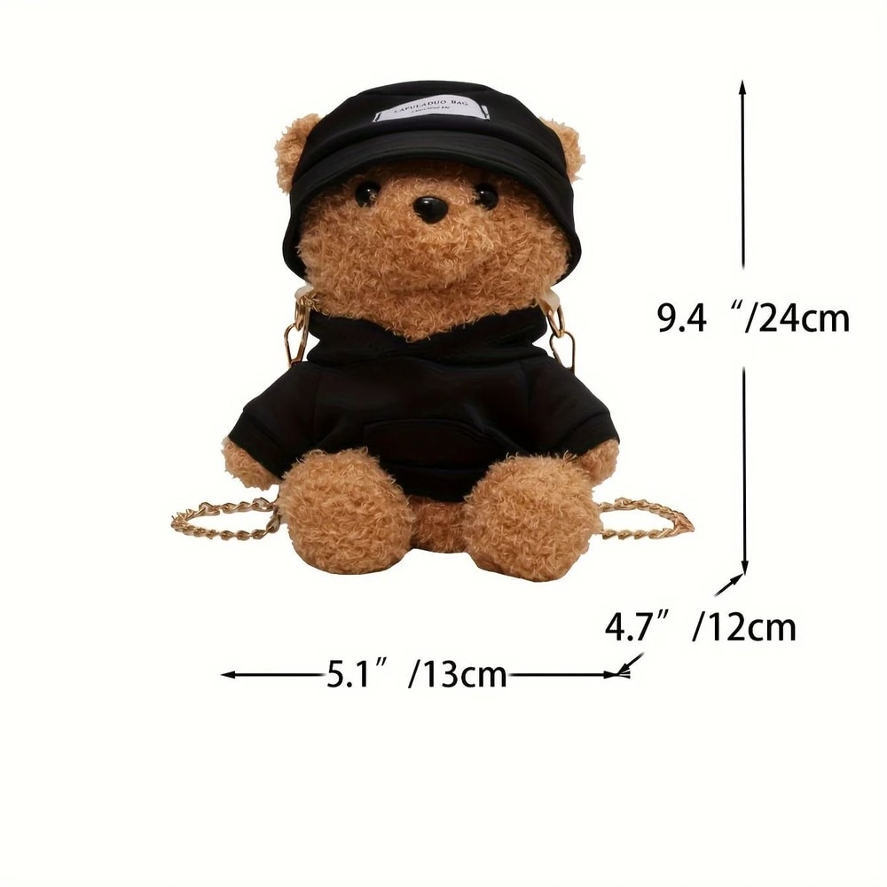 Kawaii Bear Plush Crossbody Bag Cute Cartoon Fluffy Mini Shoulder Handbag 5