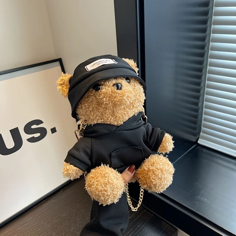 Kawaii Bear Plush Crossbody Bag Cute Cartoon Fluffy Mini Shoulder Handbag 8