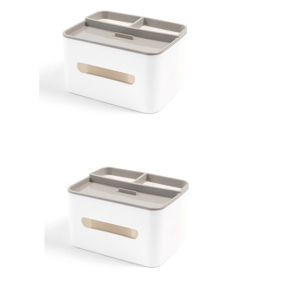 Multi Functional Desktop Storage Box Tissue Organizer With Drawer And Remote Holder 4