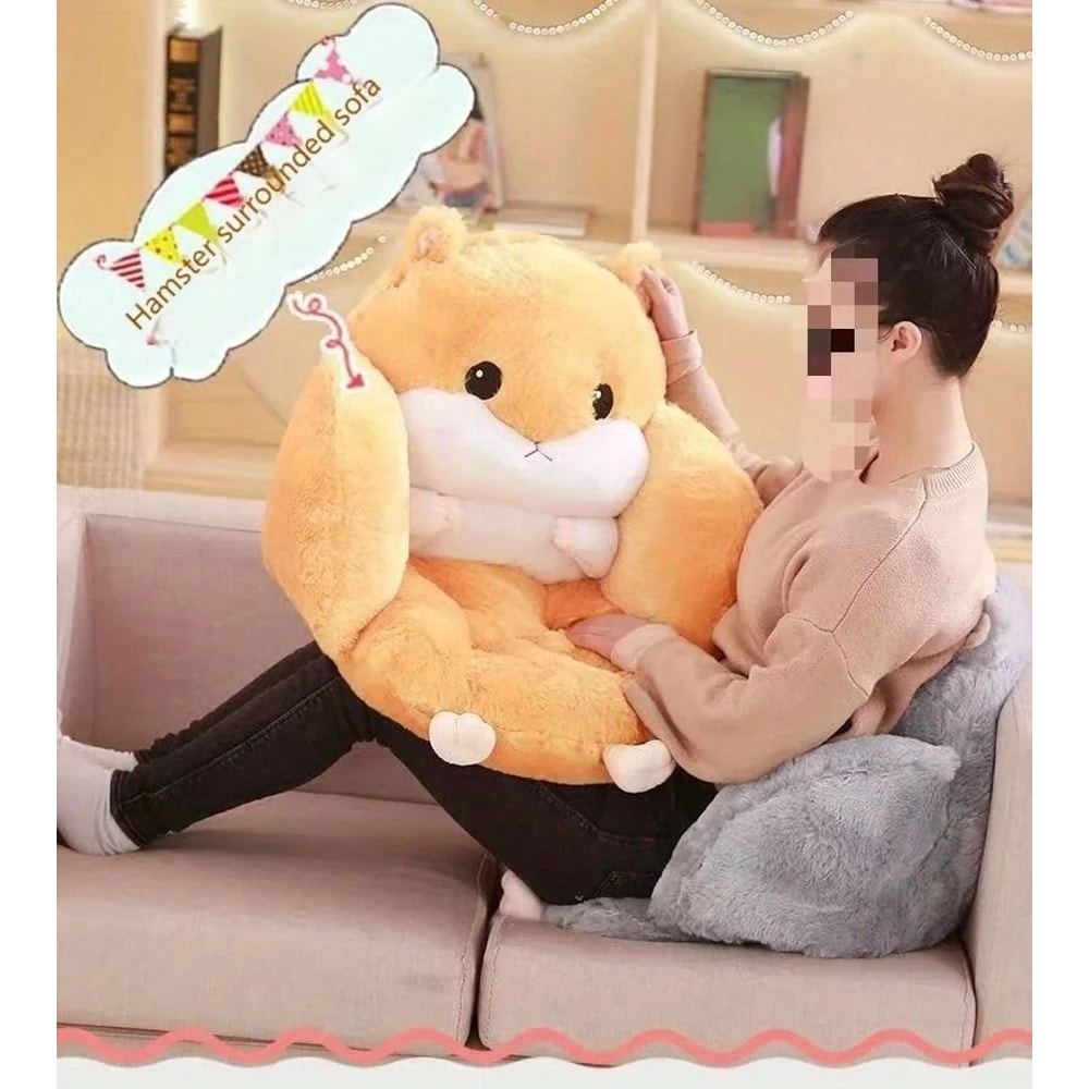 Cute Hamster Plush Cushion Soft Backrest Sofa Pillow Half Surround Seat Support 5