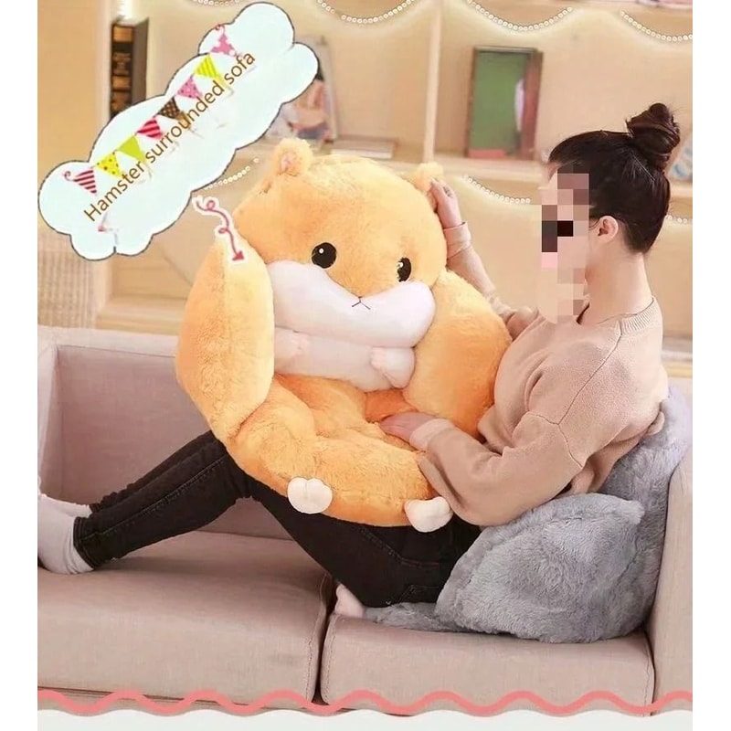 Cute Hamster Plush Cushion Soft Backrest Sofa Pillow Half Surround Seat Support 5