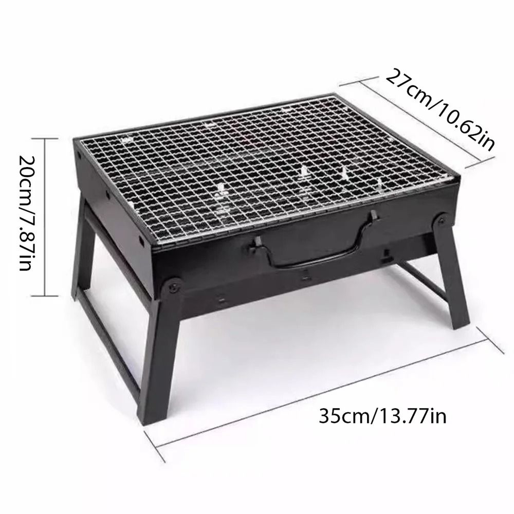 Portable Foldable Charcoal BBQ Grill Outdoor Camping Barbecue Stove Set 2