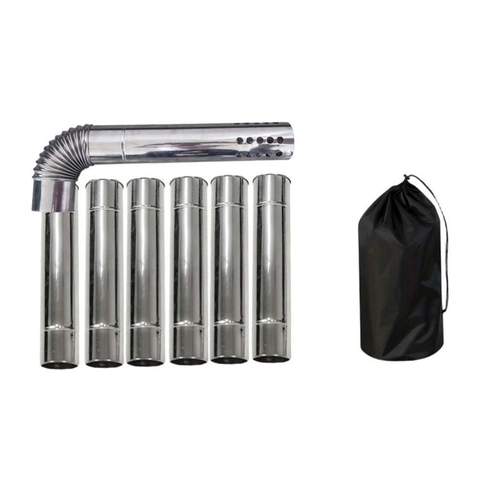 Stainless Steel Stove Pipe Extension Kit Wood Stove Flue Chimney Pipe Set 6pcs 5