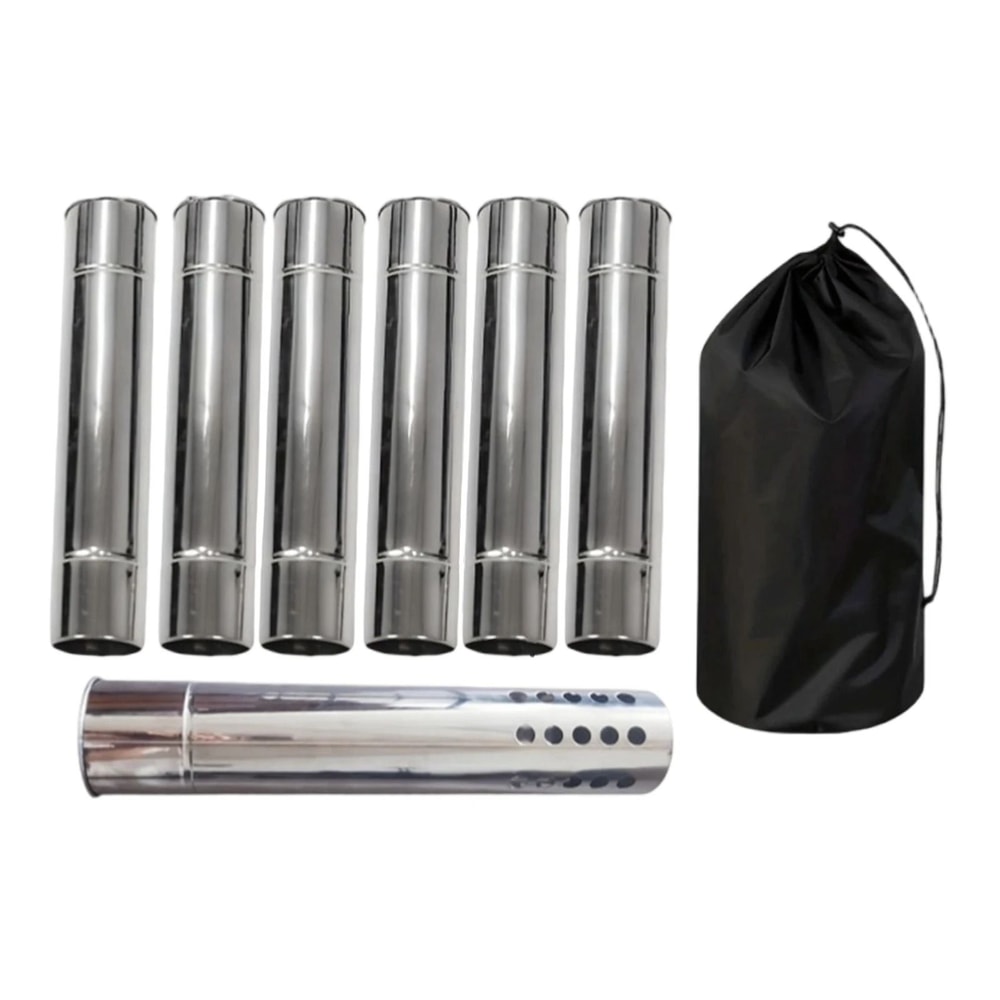 Stainless Steel Stove Pipe Extension Kit Wood Stove Flue Chimney Pipe Set 6pcs 1
