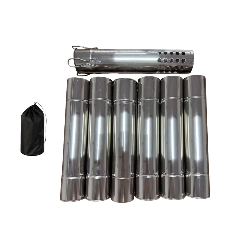 Stainless Steel Stove Pipe Extension Kit Wood Stove Flue Chimney Pipe Set 6pcs 4