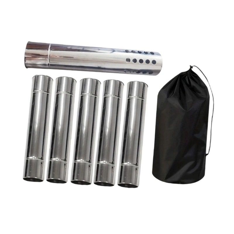 Stainless Steel Stove Pipe Extension Kit Wood Stove Flue Chimney Pipe Set 6pcs 3