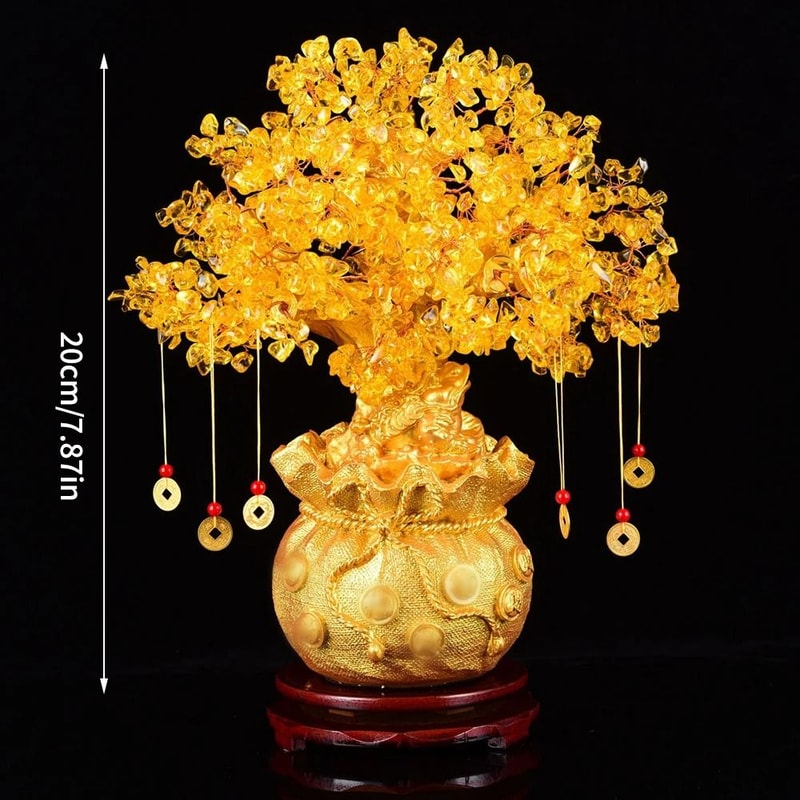 Crystal Money Tree Feng Shui Wealth Tree Gemstone Fortune Decor 2