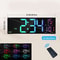 Large Digital Wall Clock LED Display RGB Alarm Clock With Remote Control 2