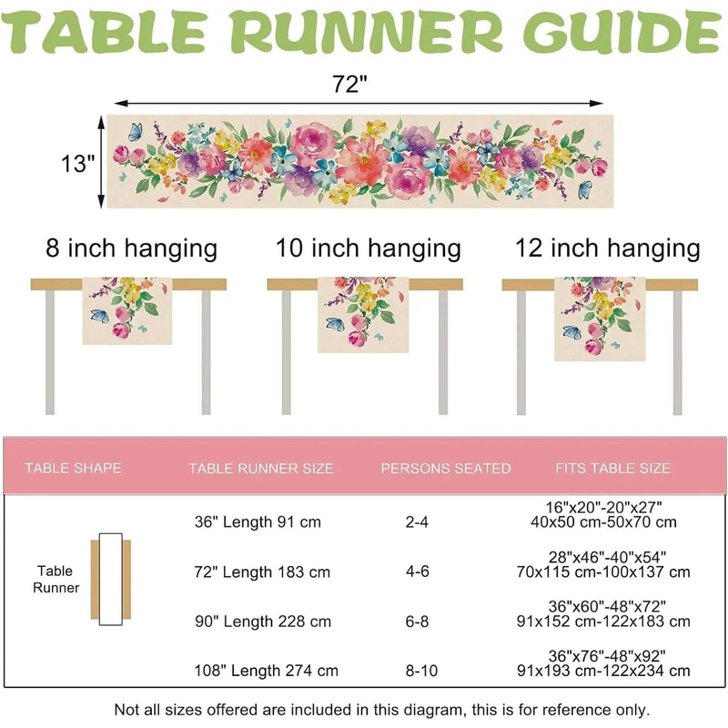 Spring Floral Butterfly Linen Table Runner For Dining And Wedding Decor 2