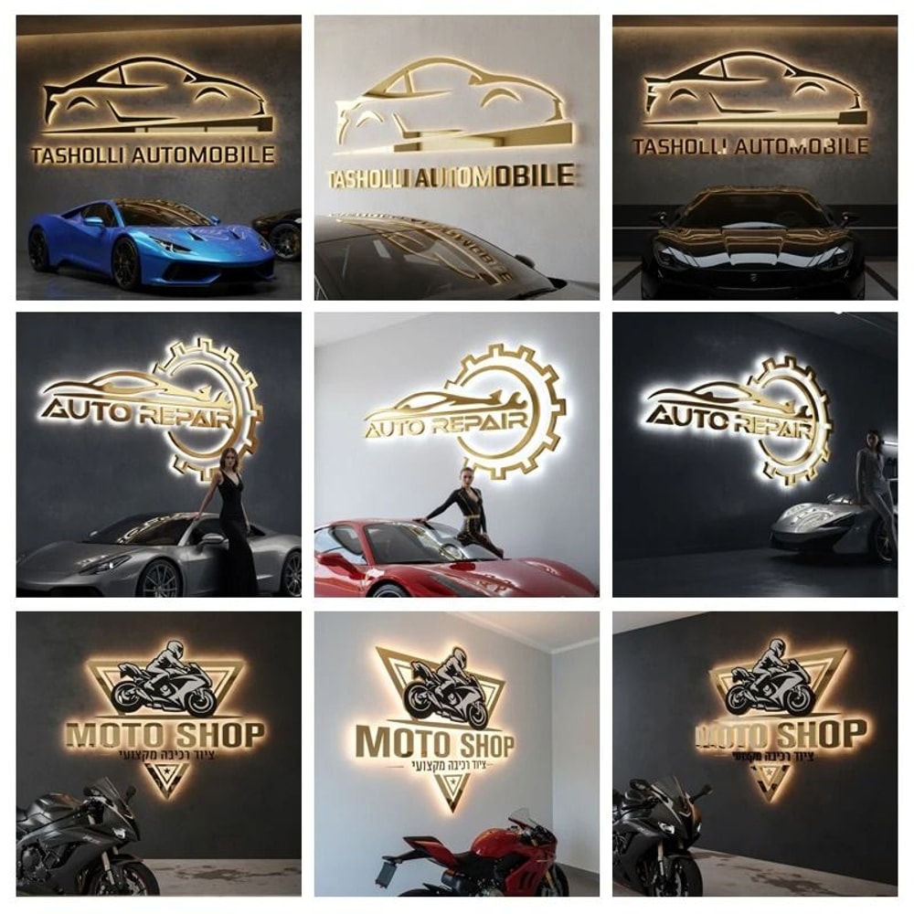 Custom LED Backlit Metal Logo Sign For Business Wall Display 4
