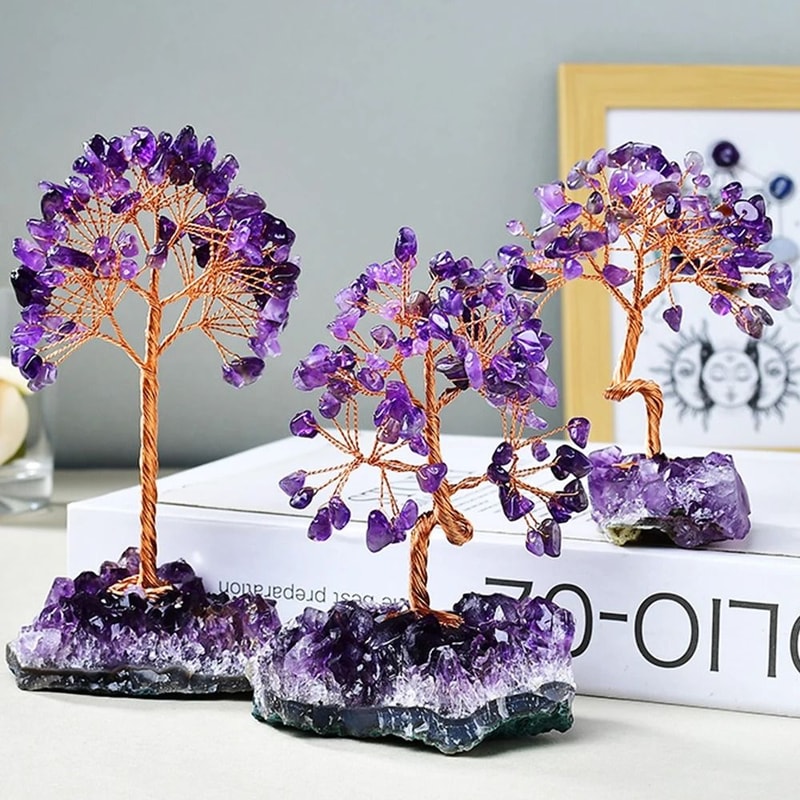 Amethyst Crystal Tree Wire Wrapped Healing Stone Decor With Base 0