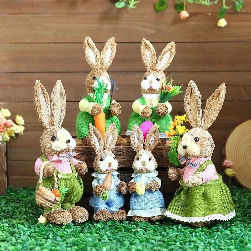 Easter Bunny Decoration Cute Rabbit Figurine Holiday Home Decor 16