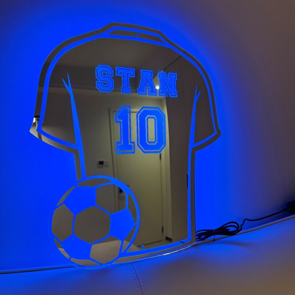 Custom Football Shirt LED Mirror Personalized Acrylic Wall Decor Gift 1