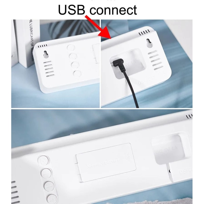 Smart LED Wall Clock Silent Digital Desk Clock With Thermometer Calendar 9