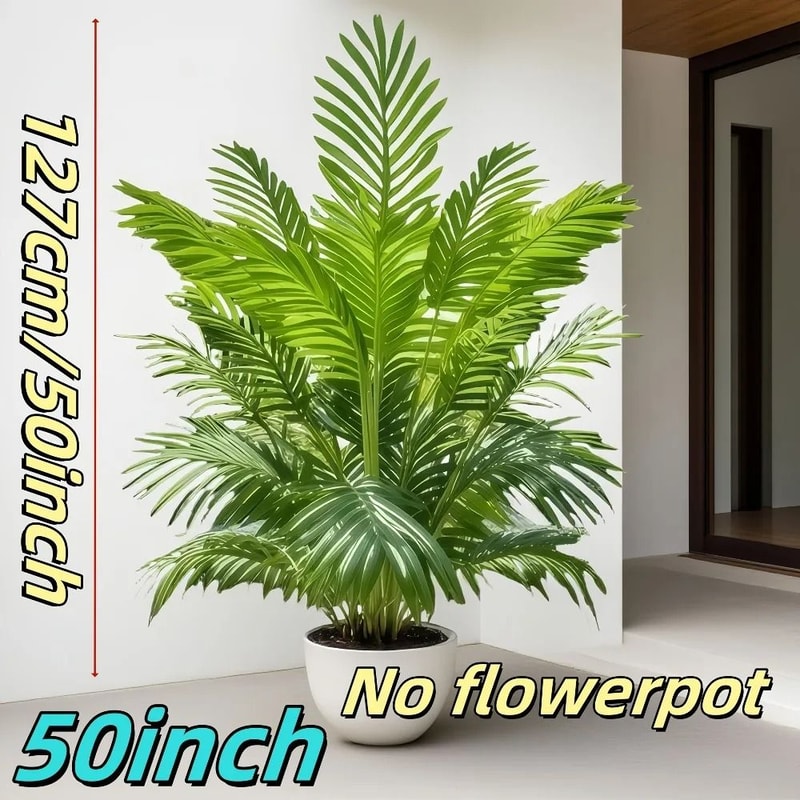 Large Artificial Palm Tree 50 Inch Realistic Indoor Outdoor Plant Decor 2