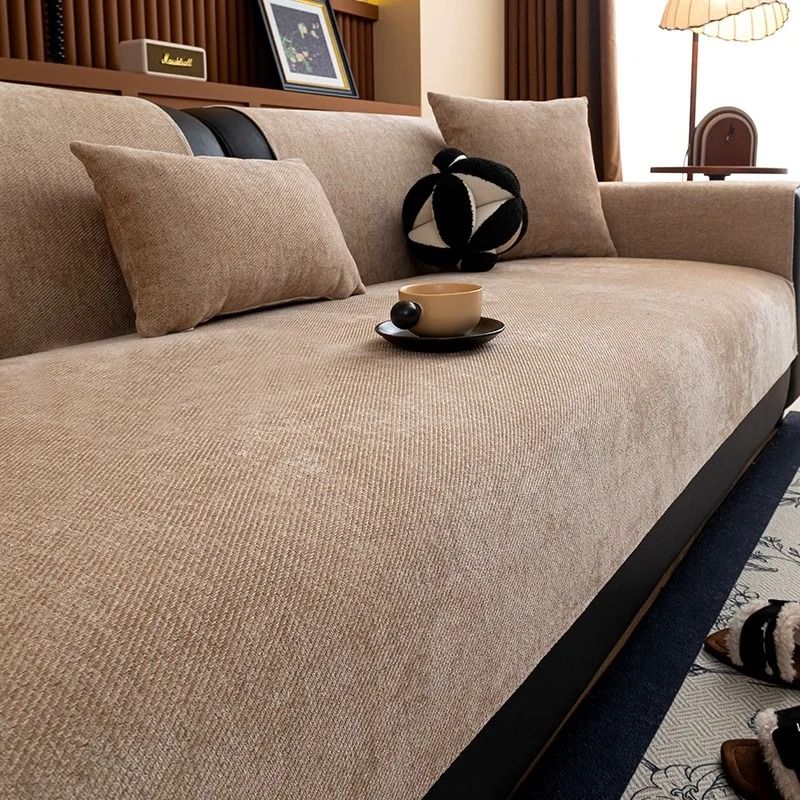 Minimalist Chenille Sofa Cover Anti Slip Couch Protector All Season Slipcover 5