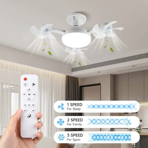 Modern LED Ceiling Fan with Light Remote Control 3 Speed Adjustable