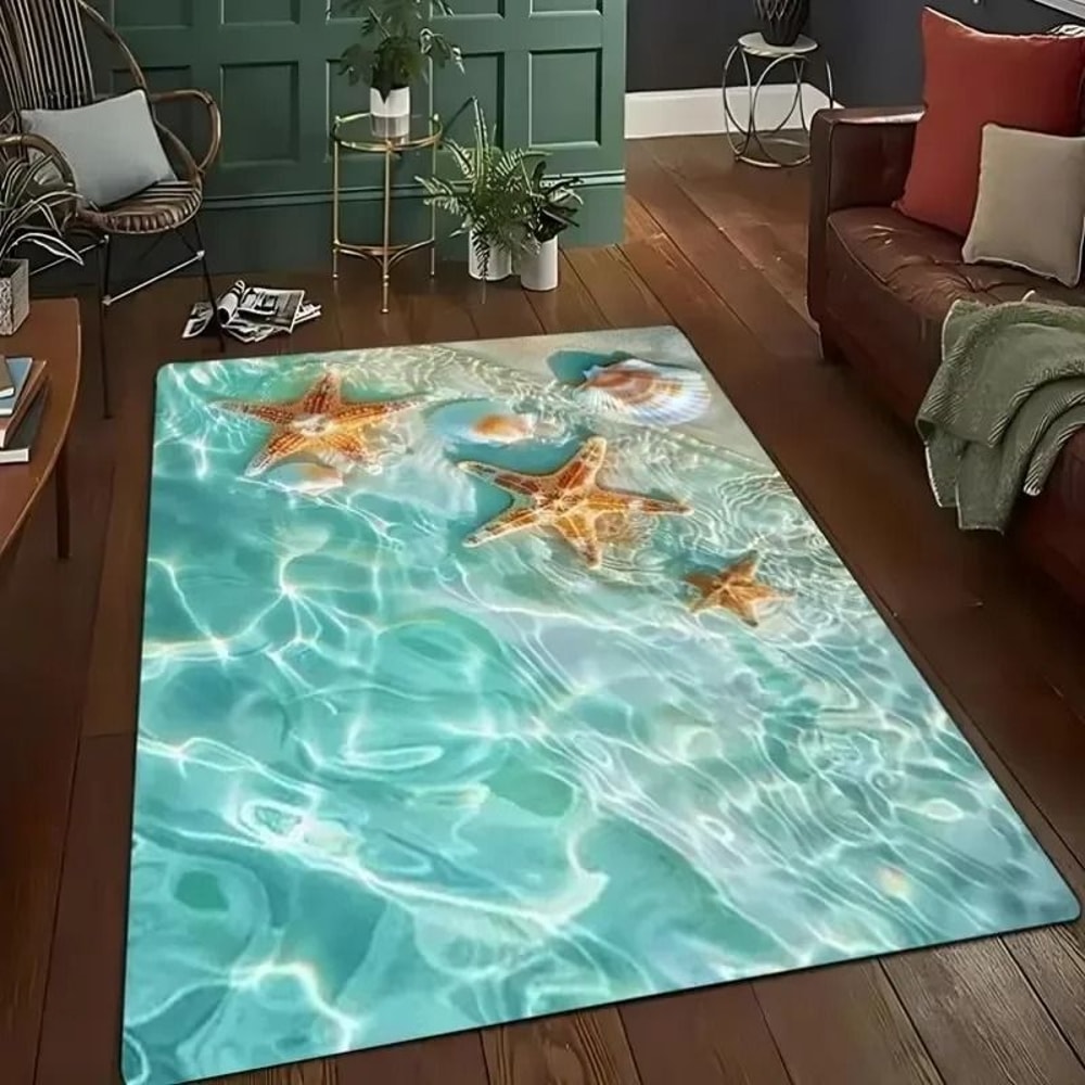 3D Ocean Desert Crack Rug Non Slip Washable Beach Style Carpet 4