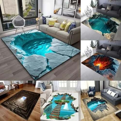 3D Ocean Desert Crack Rug Non Slip Washable Beach Style Carpet