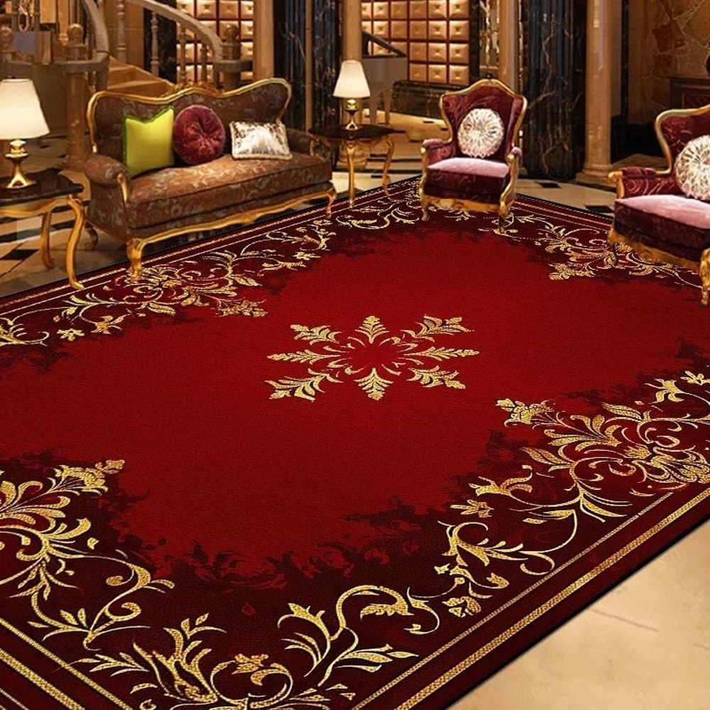 Retro European Large Area Rug Non Slip Living Room Carpet Elegant Floor Decor 9