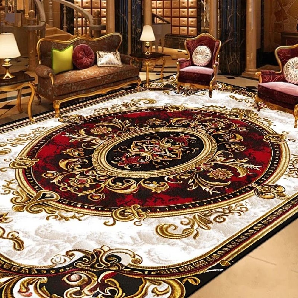 Retro European Large Area Rug Non Slip Living Room Carpet Elegant Floor Decor 13