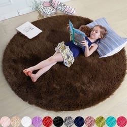 fluffy round shaggy rug soft plush carpet for bedroom living room decor