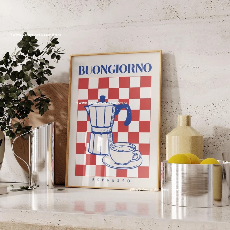 Bon Appetit Coffee Canvas Wall Art Modern Kitchen Poster Espresso Decor Print 0