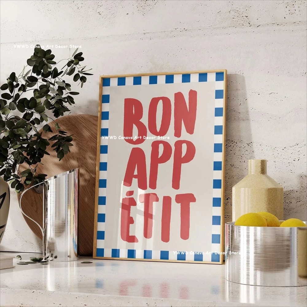 Bon Appetit Coffee Canvas Wall Art Modern Kitchen Poster Espresso Decor Print 1