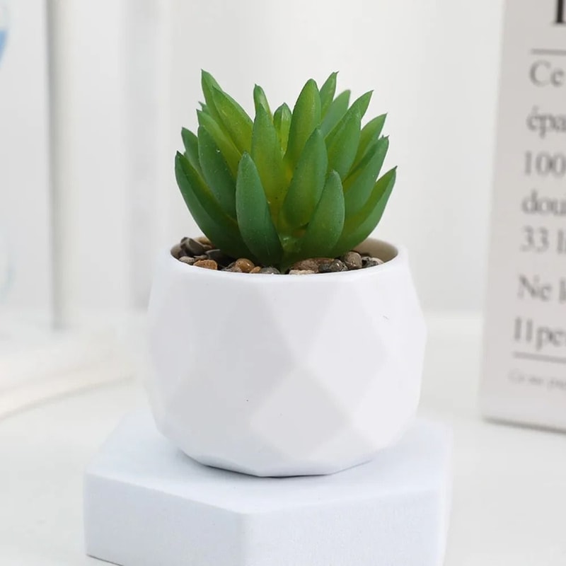 Artificial Succulent Bonsai Mini Plant Realistic Fake Greenery Desk Decor 10