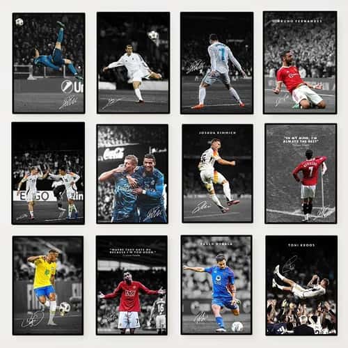 Modern Soccer Player Canvas Wall Art Football Poster for Room Decor