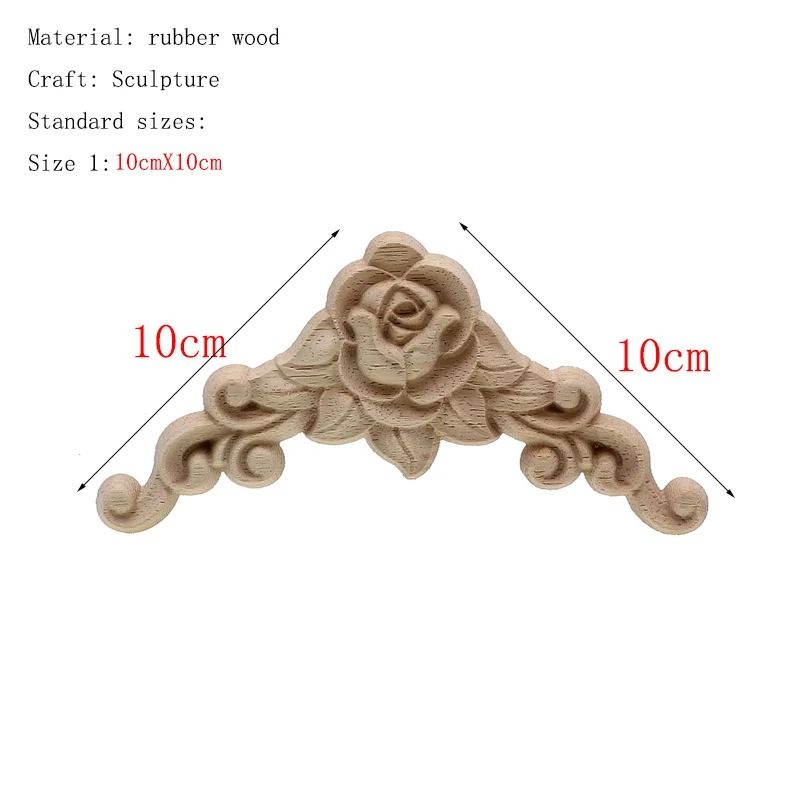 Natural Floral Wood Carved Applique Decorative Trim For Furniture And Wall Decor 9