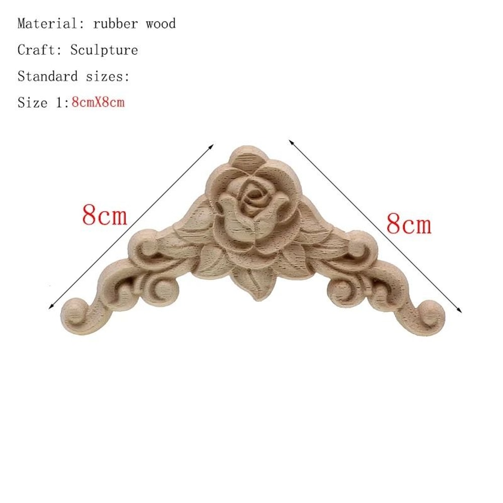 Natural Floral Wood Carved Applique Decorative Trim For Furniture And Wall Decor 11