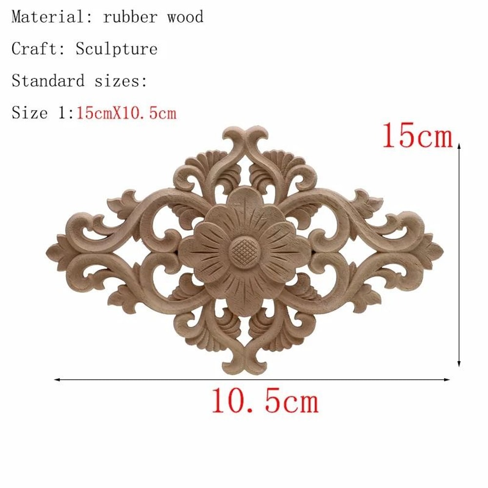 Natural Floral Wood Carved Applique Decorative Trim For Furniture And Wall Decor 13