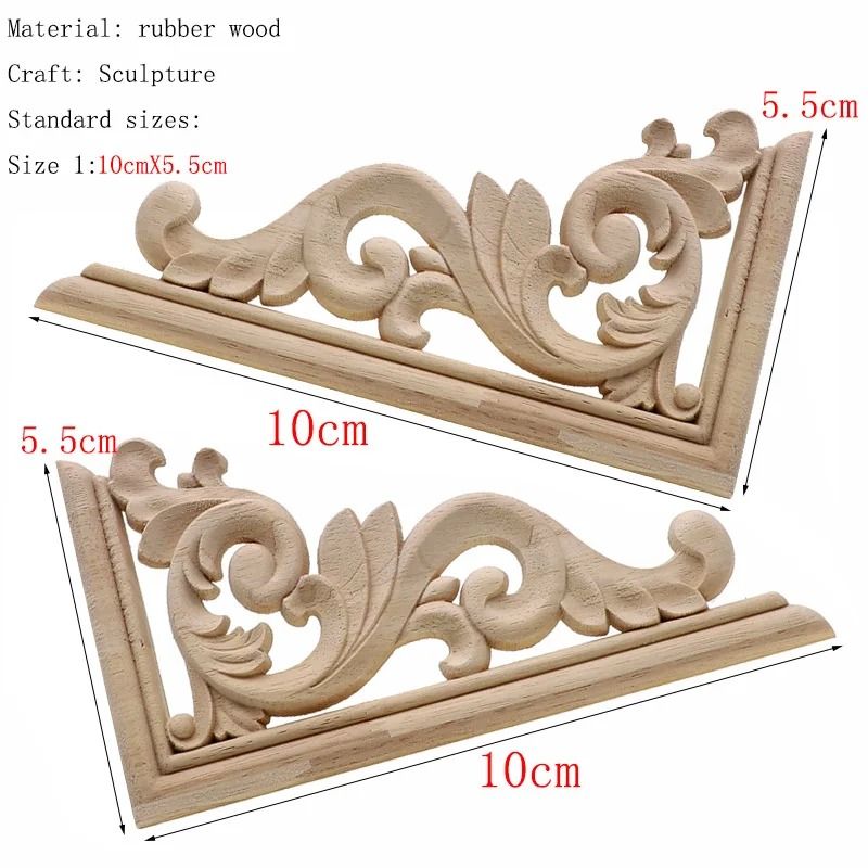 Natural Floral Wood Carved Applique Decorative Trim For Furniture And Wall Decor 16