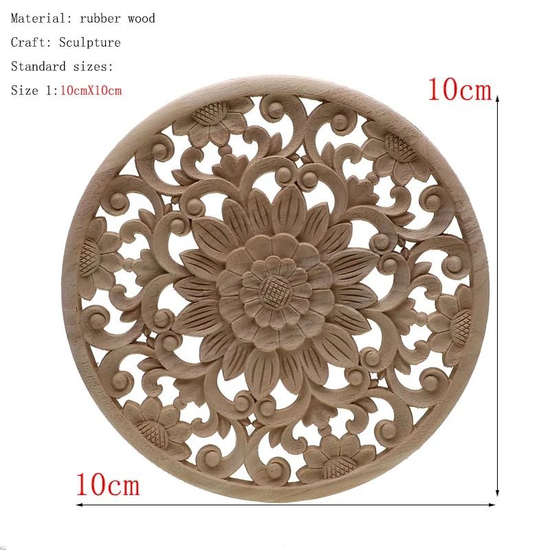 Natural Floral Wood Carved Applique Decorative Trim For Furniture And Wall Decor 17