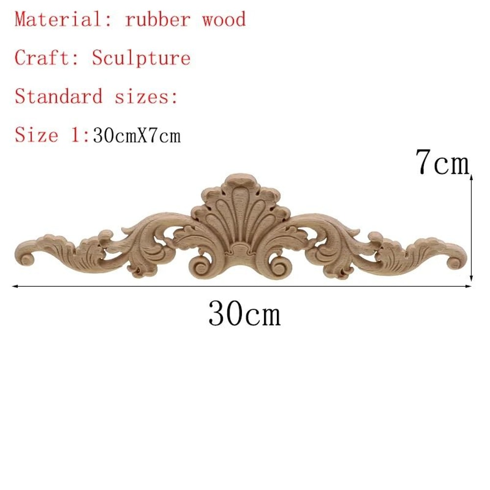 Natural Floral Wood Carved Applique Decorative Trim For Furniture And Wall Decor 1