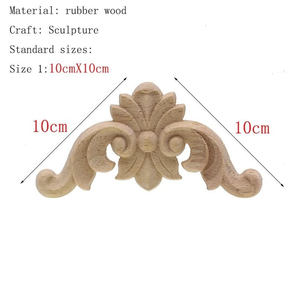 Natural Floral Wood Carved Applique Decorative Trim For Furniture And Wall Decor 2